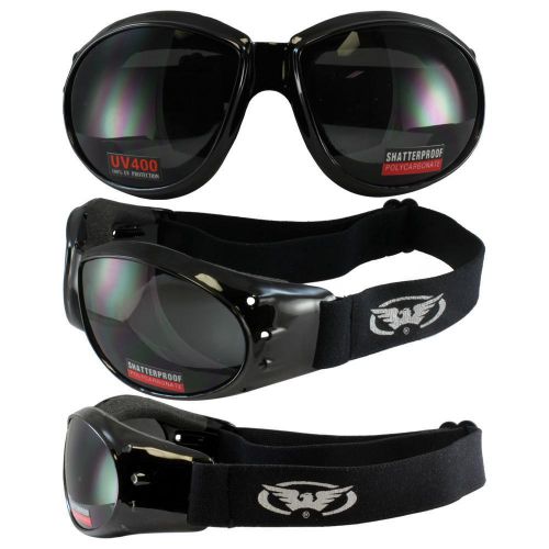 Find Eliminator Black Frame Motorcycle Goggles Smoke Shatterproof Anti