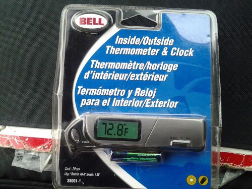 New, sealed bell  28001-1 slimline inside-outside thermometer and clock