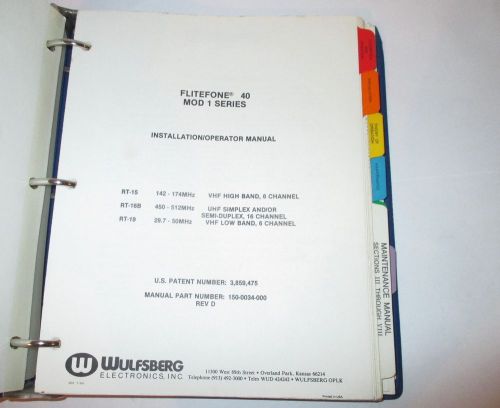 Global wulfsberg flitefone 40 mod 1 series maintenance install manual aircraft