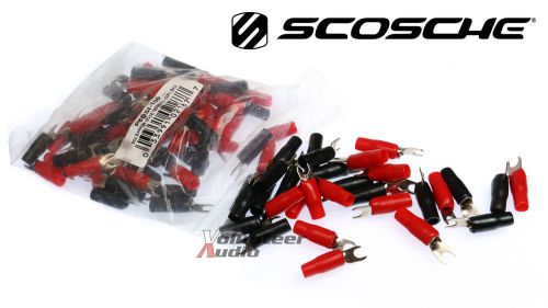 Scosche barrier spade terminal 50 red/50 black 8 gauge 100 pieces/bag