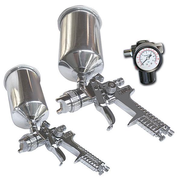 3 pc hvlp spray gun kit gauge 1.4 & 1.7 sprayer combo w/ gauge automotive