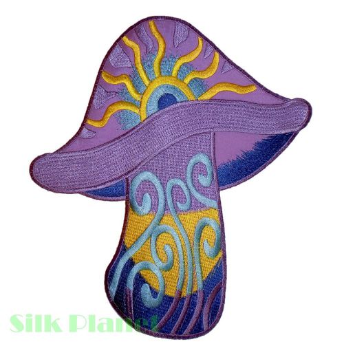 8x9" magic mushroom psychedelic sun purple jacket biker07 back patch embroidered