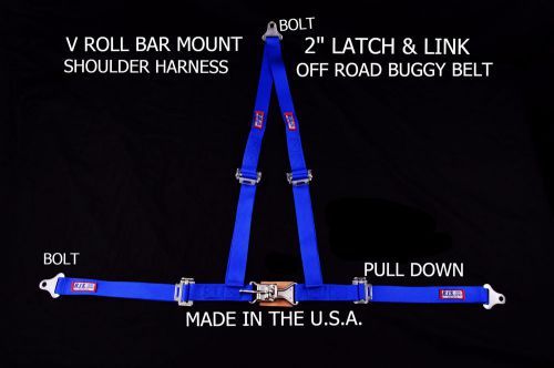Rjs racing 2&#034; buggy off road seat belt 3 point v harness blue 50530-3 4006503