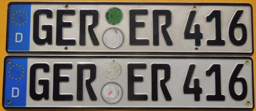 Pair (2) german euro license plate s volkswagen bmw mercedes bug mkv gti audi