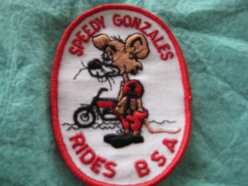 Vintage speedy gonzales rides bsa motorcycle racing patch 3 1/8"x4 3/8"