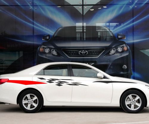 Car decal vinyl body stickers side decals racing stripe checkered for reiz #210