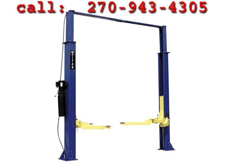 Titan 9000 lb 2-post auto lift asymmetric arms overhead clear floor car hoist