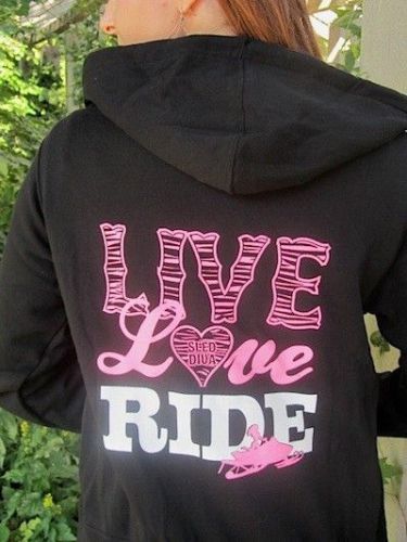 Snowmobile ladies live love ride sled diva zipped hoody ski-doo artic cat polari