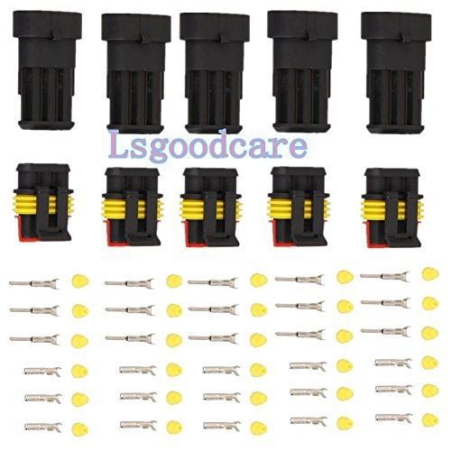 Lsgoodcare 3 pin way waterproof electrical wire connector plug - 5 sets