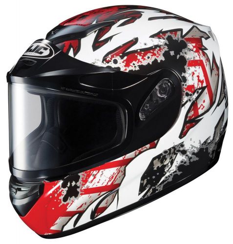 Hjc cs-r2 skarr dual lens snow helmet dot white/silver/red adult xl x-large