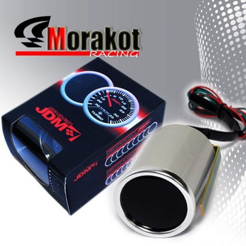 Jdm sport 2&#034; inch 52mm vacuum vac metre 0-30 ins/hg gauge led smoke tint lens