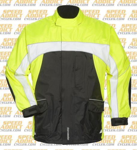 Tourmaster elite 3 black hi-viz white rain jacket size medium