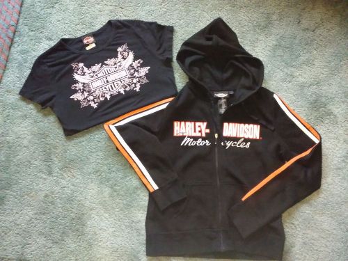 Harley davidson bundle women&#039;s hoodie sweat t shirt  black large mint condition