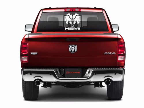Dodge ram logo with hemi - vinyl decal - rear window truck decal 11"h x 11.5"w