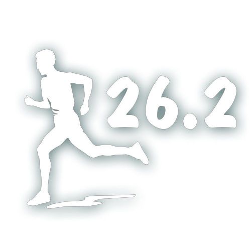 Marathon 26.2 man boy running decal bumper sticker for olympic mile runner white