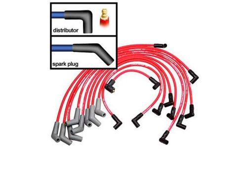 Ford racing spark plug wires spiral wound 9mm red 45 deg boots ford 5.0/5.8l v8