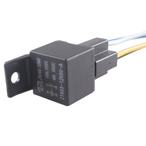 Black 12v 40a spst premium relay &amp; socket 4pin 4p 4 wire for car auto sales