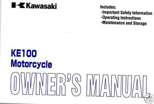 1999 kawasaki motorcycle ke100 owner&#039;s  manual