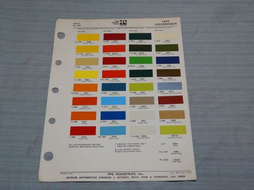 1974 volkswagen  ditzler ppg color chips paint samples