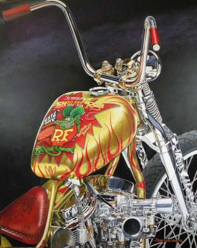 Indian larry ratfink bobber ltd ed motorcycle art print #391 wcoa by guillemette