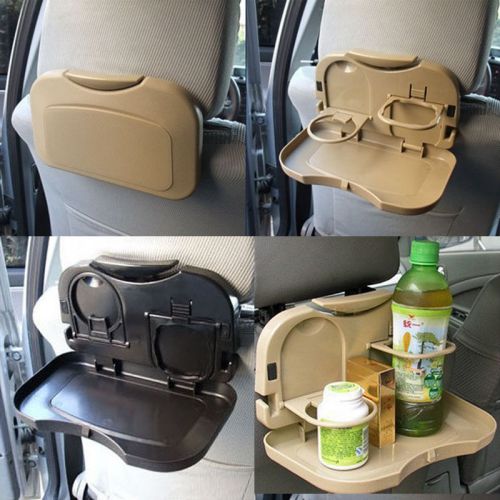 Gray car seat foldable dining table stand holder water cup meal drink tray desk