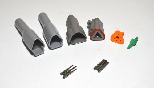 Deutsch 3-pin connector kit 14-16 awg stamp contacts with boots, from usa