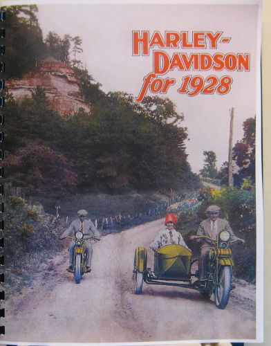 1928 harley-davidson motorcycle &amp; sidecar sales brochure showing all models