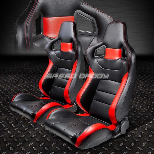 Black pvc leather sports style reclinable 1 adjuster/slideway racing seat+slider