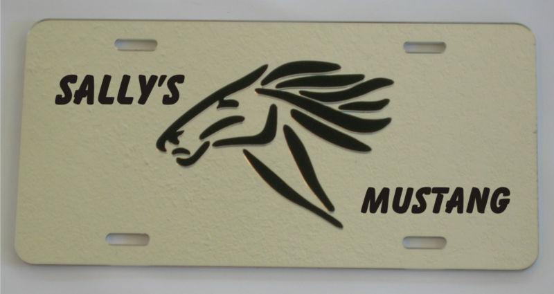 Personalized mustang horse head inlaid license plate  acrylic w/ mirror 