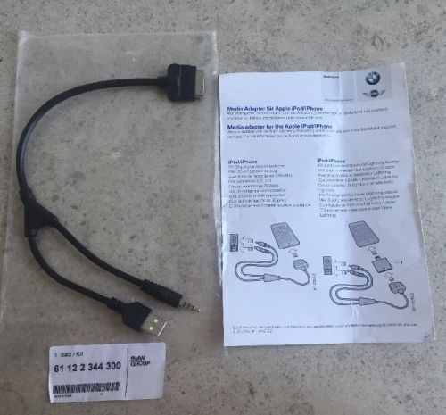 New bmw mini ipod/iphone media adapter y cable #61 12 2 344 300