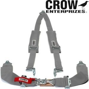 Crow enterprizes grey seat belt 3 inch lap 2 inch shoulders 3 point with pads