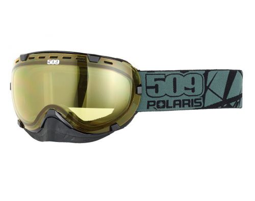 Oem polaris 509 snowmobile aviator goggles yellow lens cracked print strap