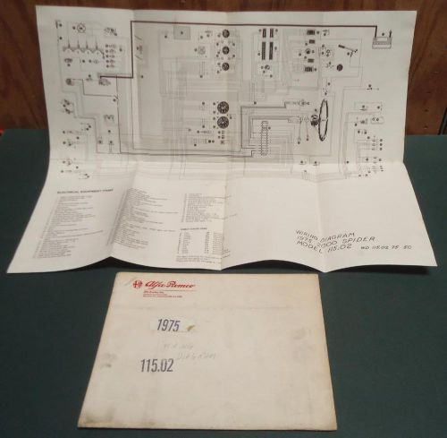 Original 1975 alfa romeo 2000 spider wiring diagram model#115.02 w/envelope oem