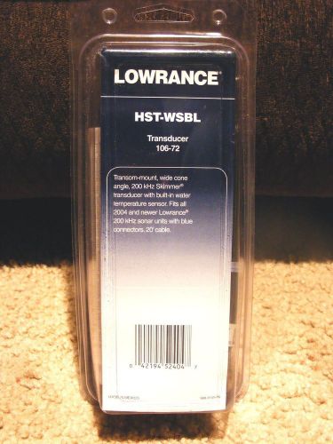 Lowrance hst-wsbl #106-72 transom mount skimmer transducer w/ temp sensor