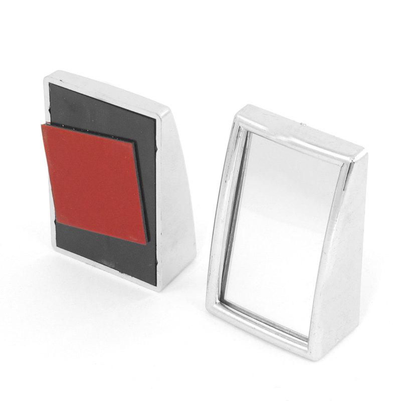 Silver tone rectangle convex car side rearview blind spot mirror 2 pcs