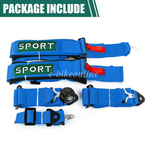 Pair UNIVERSAL 5 POINT CAMLOCK QUICK RELEASE RACING SEAT BELT HARNESS BLUE ATV, US $119.99, image 2
