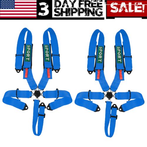 Pair UNIVERSAL 5 POINT CAMLOCK QUICK RELEASE RACING SEAT BELT HARNESS BLUE ATV, US $119.99, image 13