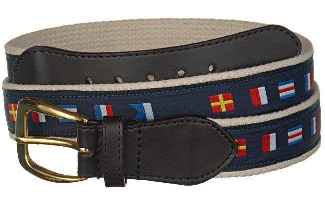 Classic nautical code flag web belt with leather tabs  $19.95 