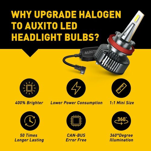 Auxito h11b led headlight bulbs conversion kit high low beam 6500k super white