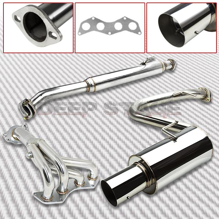 Stainless steel cat back exhaust 4" tip muffler+header 04-10 scion tc 2az-fe i4