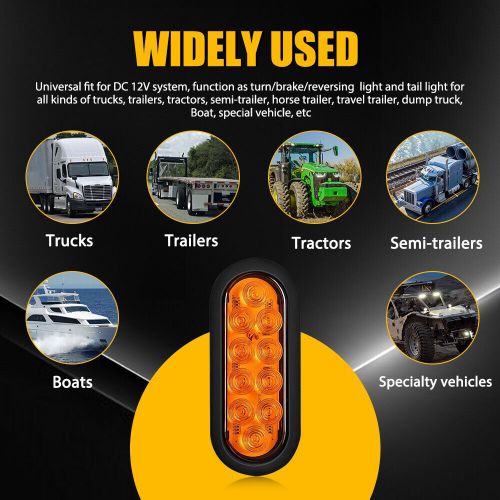 2X 6" Amber Oval LED Trailer Tail Light Turn Signal Light w/Mounting Bracket, US $33.99, image 7