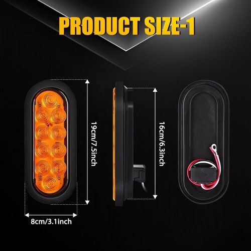 2X 6" Amber Oval LED Trailer Tail Light Turn Signal Light w/Mounting Bracket, US $33.99, image 9
