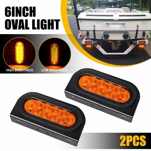 2X 6" Amber Oval LED Trailer Tail Light Turn Signal Light w/Mounting Bracket, US $33.99, image 11