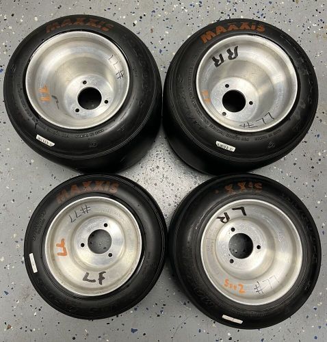 Complete Set Of (4) Maxxis Go Kart Racing Tires ELS On Silver Wheels, US $475.00, image 5