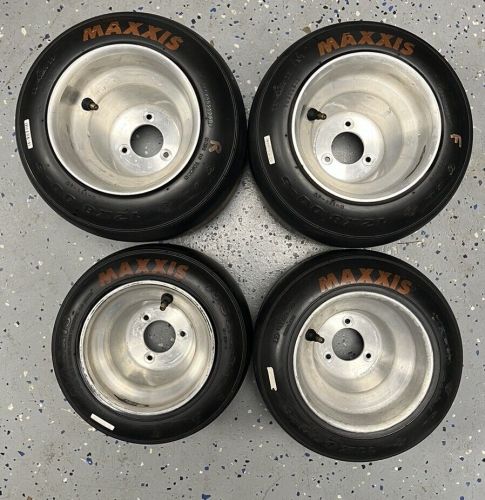Complete Set Of (4) Maxxis Go Kart Racing Tires ELS On Silver Wheels, US $475.00, image 6