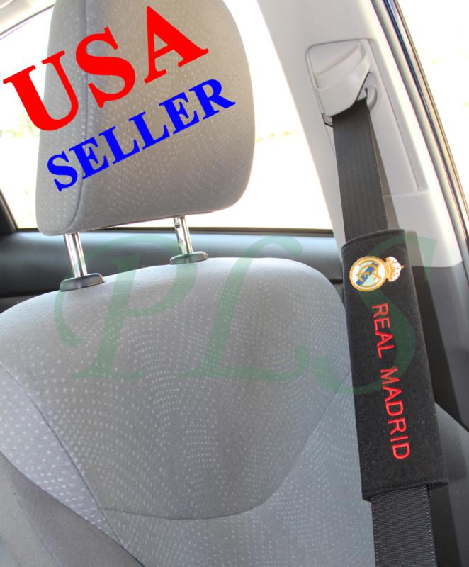 Real Madrid Seat Belt Cover Shoulder Pads Black Cushion Pair, US $8.95, image 2