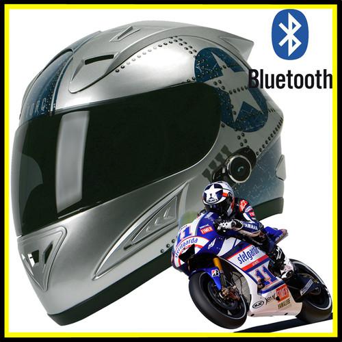 Blinc system full face motorcycle bluetooth helmet silver street bike warranty