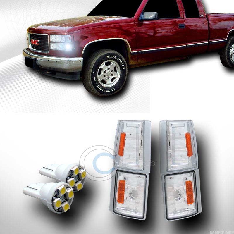 Euro signal corner lights amber k2+4 smd led bulbs 94-98 gmc c10 c/k pickup suv