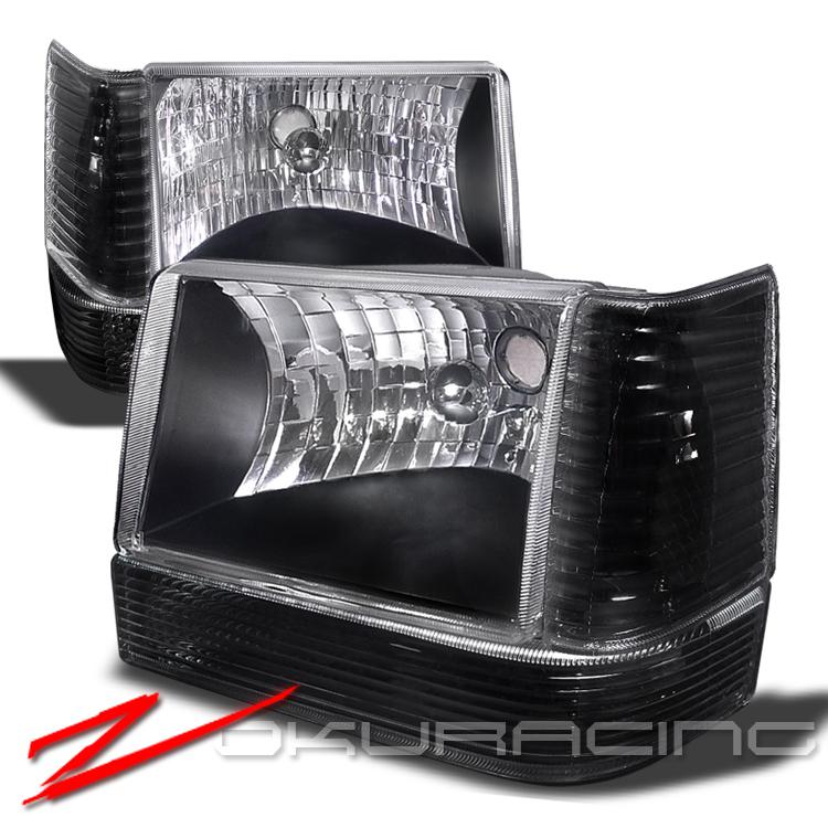 93-96 jeep grand cherokee head lights+corner+bumper blk