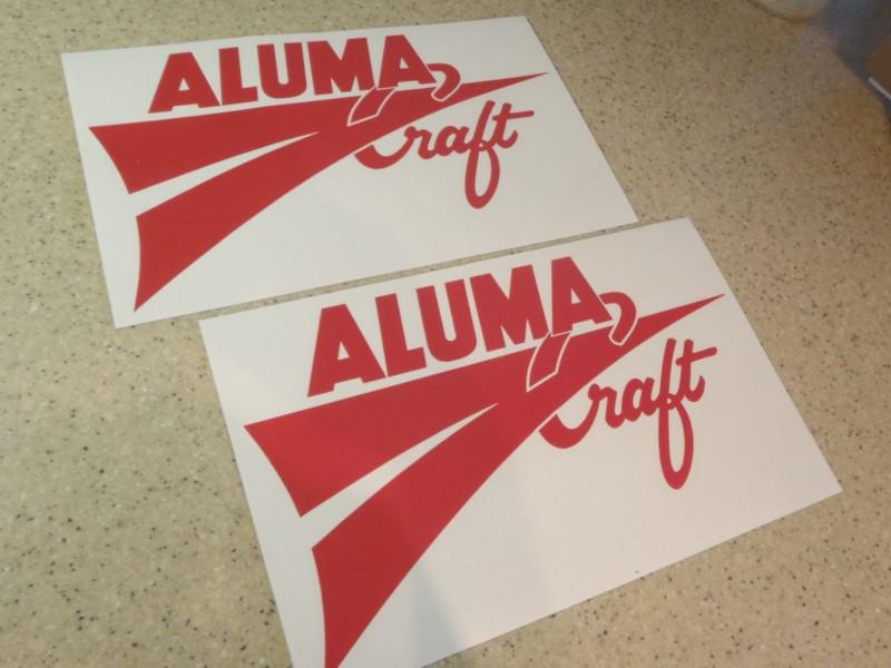 Alumacraft vintage fishing boat decals 12" red free ship + free fish decal!